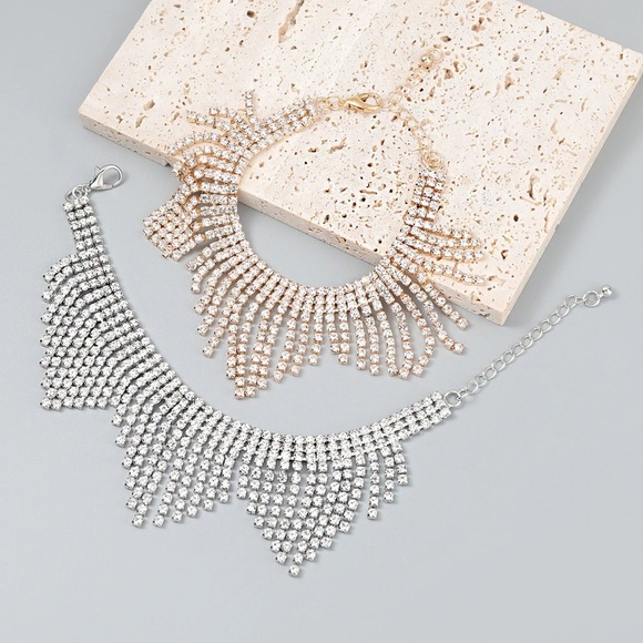 Dazzling Diamond Tassel Anklet, Gold or Silver Tassel Anklet - Picture 3 of 7